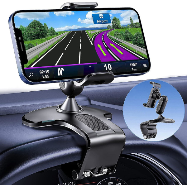 Multifunktions biltelefonholder, universel 360 graders rotation, til instrumentbræt, kompatibel med 4,0-7,0 tommer mobiltelefoner.