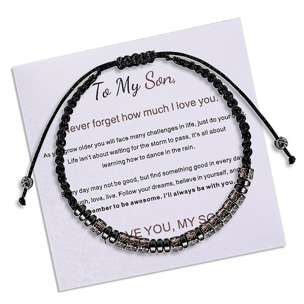 Morse Code hemlig dold meddelande jag älskar dig kort armband för min son/barnbarn present（B）