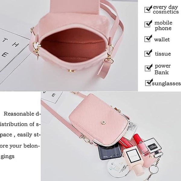Kvinners Mini Crossbody Pu Mobiltelefon Skulder Bag, Dame Glidelås Telefon Pung Smart Lommebok Mobiltelefon Bag Med Justerbar Skulderstropp For Reise Shopping