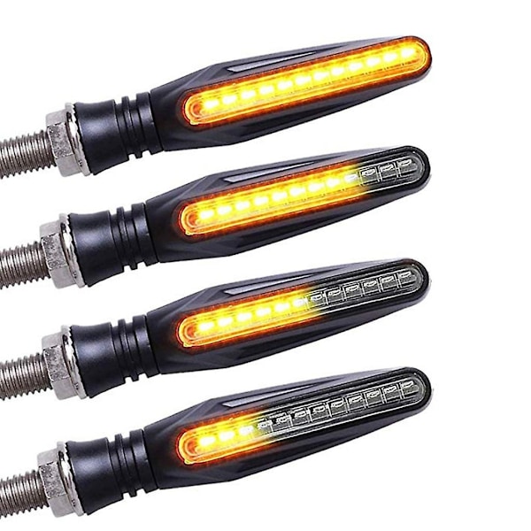 4 st motorcykel 12 LED blinkers blinkers ljus amber（svart）