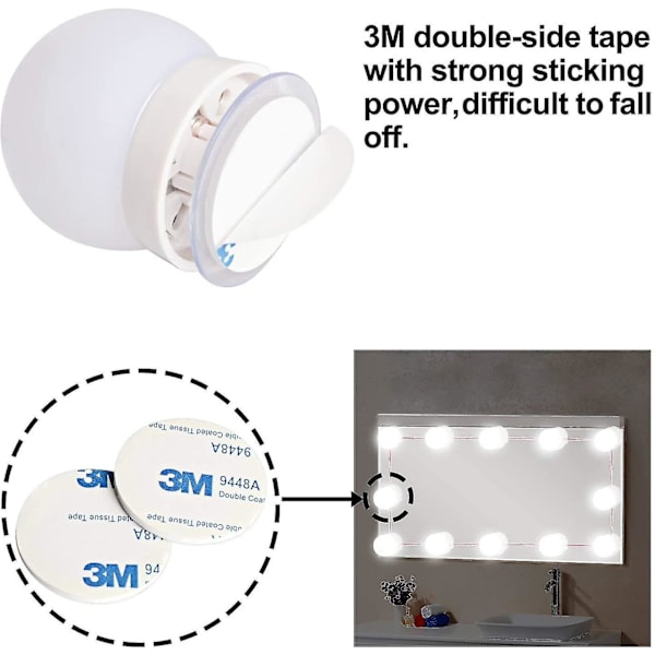Led-meikkilampun sarja - Valkoinen himmennettävä 10 valoa