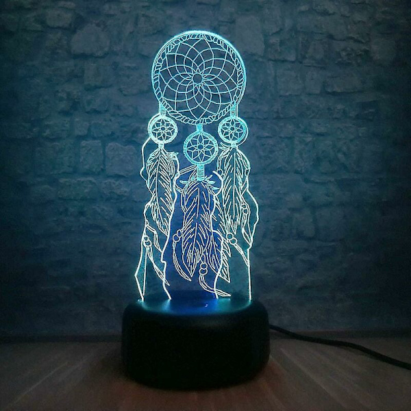 Romantisk vindklocka USB-bordslampa 3d Illusion nattlampa sovrum fest skrivbordsdekor