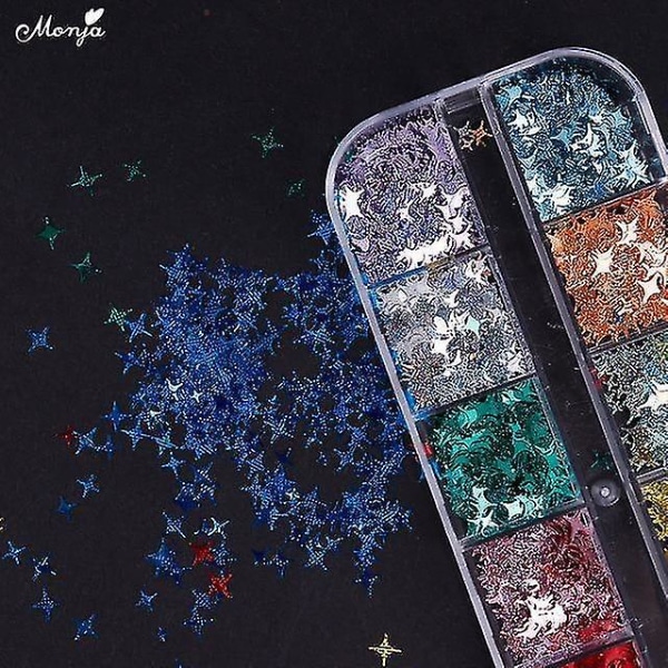 4338 Star Mixed 3d DIY Charm Nail Art Moon Star Gold Metallnaglestifter