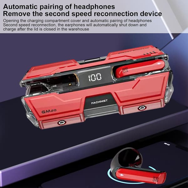 Mekanisk vind trådlöst Bluetooth-headset HD-samtal spel med låg latens Bluetooth-headset (röd)