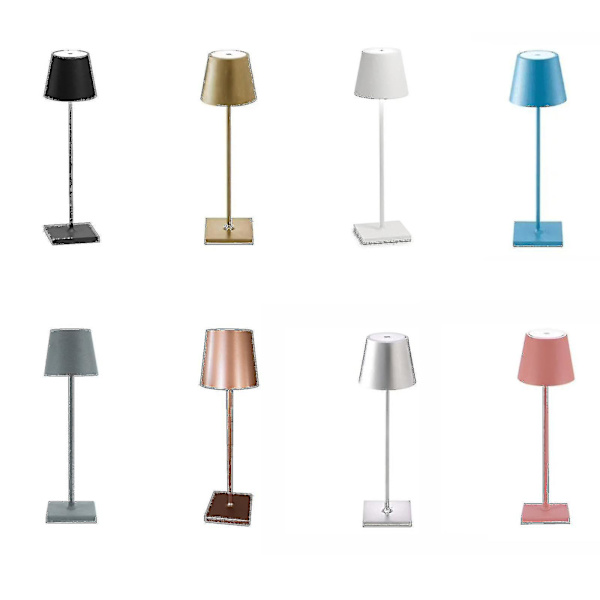Dæmpbar trådløs bordlampe 3-vejs aluminium trådløs lampe til læsning (sort)