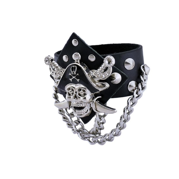 Skull Alloy Læderarmbånd til Mænd