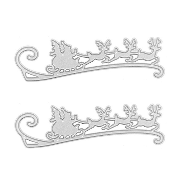 2 st festliga slädeformar för juldekorationer (3,5 x 11,8 cm, silver)