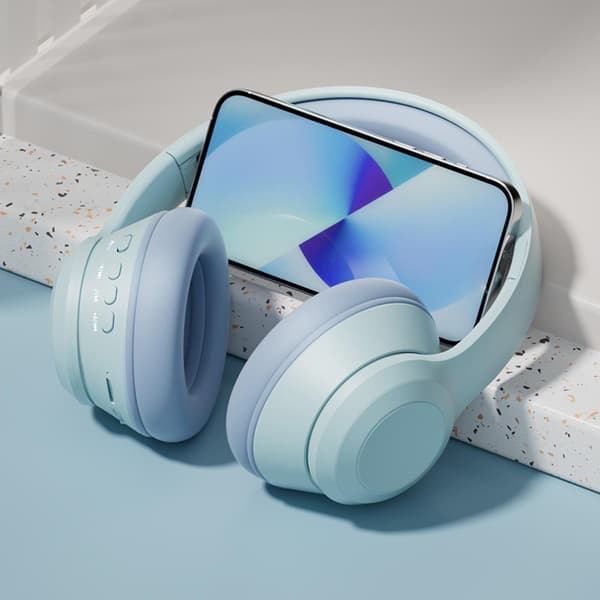Headset Bluetooth-hörlurar Brusreducerande Plug-in Stereo Trådlöst Headset (Blå)（Blå）