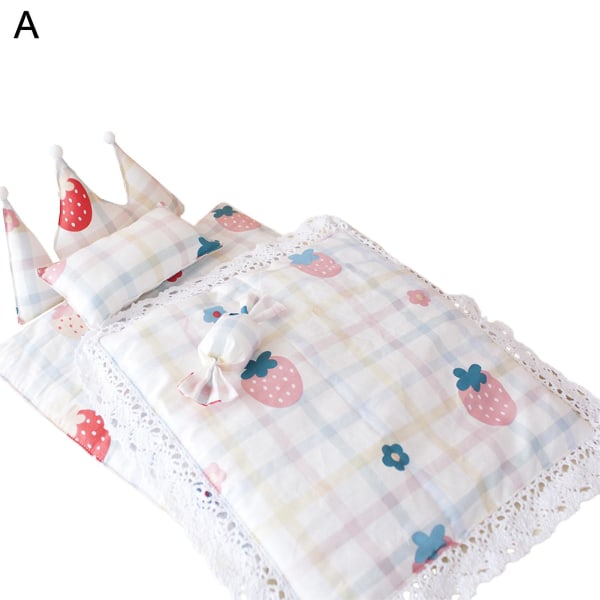 Nuken set Hienoa työstöä ilman muodonmuutosta, pestävä nuken vuodevaatteet set nukkumistyynyillä koristeeksi (A)