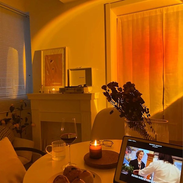 Solnedgang Lampe Projektor Evig Solnedgang Lys, Rød Halo Regnbue Solnedgang Projektionslampe til Hjemmefest Stue Soveværelse Dekoration