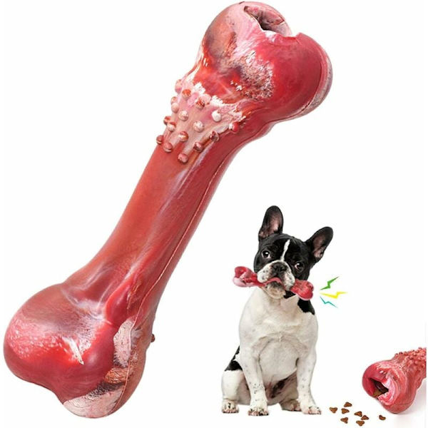 Tuggleksak för hund, hundtandborsteleksak för aggressivt tuggande, hundpipande leksak för rengöring av tänder, ben, mjölksmak, Ladaceae