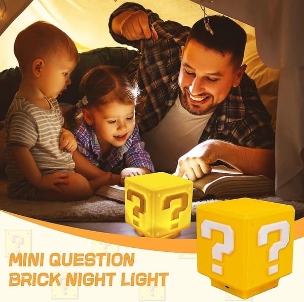 Mini Question Block Nattlys, Sengelampe Utstyrt Med Spillets Samme Gullmyntlyd (Med USB-Strømkabel)