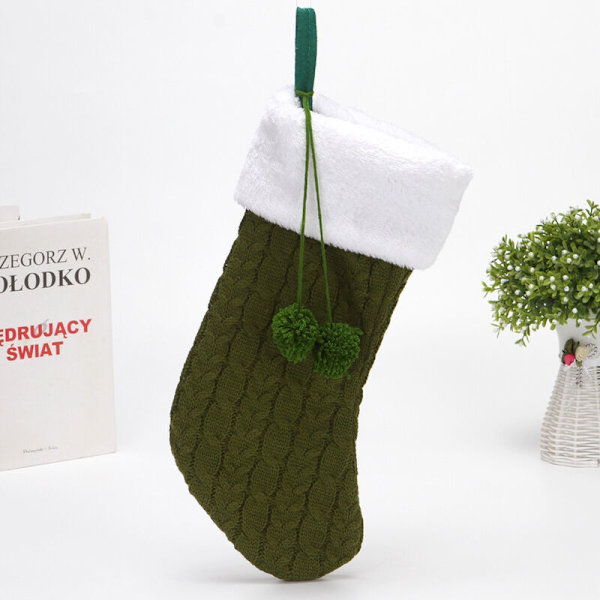 Mini julstrumpa rutig plysch manschett strumpa dekor presentpåse