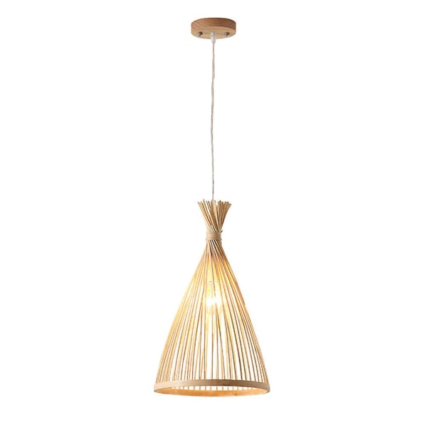 Klassisk bambus lysekrone bambus vævet lampe hjemme bambus lysekrone (38X21X21CM, flerfarvet)