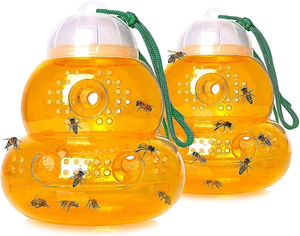 2-pack getingfällor utomhus, getingfångare fällor hängande, getingmördare, lockmedel för getingar
