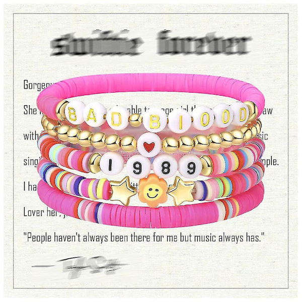 Taylor Music Armband Vänskap Brev Pärlor Mjuk Lera Set Armband 1989 Set Armband + Vitt Kort