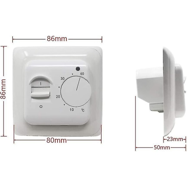 Manuell gulvvarmetermostat 220v 16a, elektrisk gulvvarmecontroller mekanisk romtermostat med gulvsensorprobe1pc