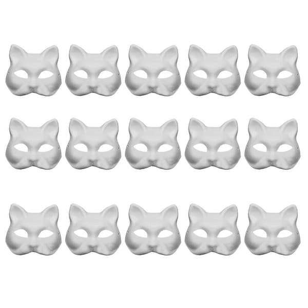 15 stk. Malbare DIY-masker Blanke Maskerade-festmasker til bursdagsfester (17X18cm, Hvit)