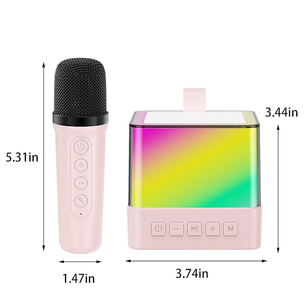 Karaoke-maskin med 1 trådlös mikrofon, bärbar Bluetooth-högtalare med HD-ljud, PA-systemstöd, vokalavskärning, USB AUX-ingång för festmöte (rosa)