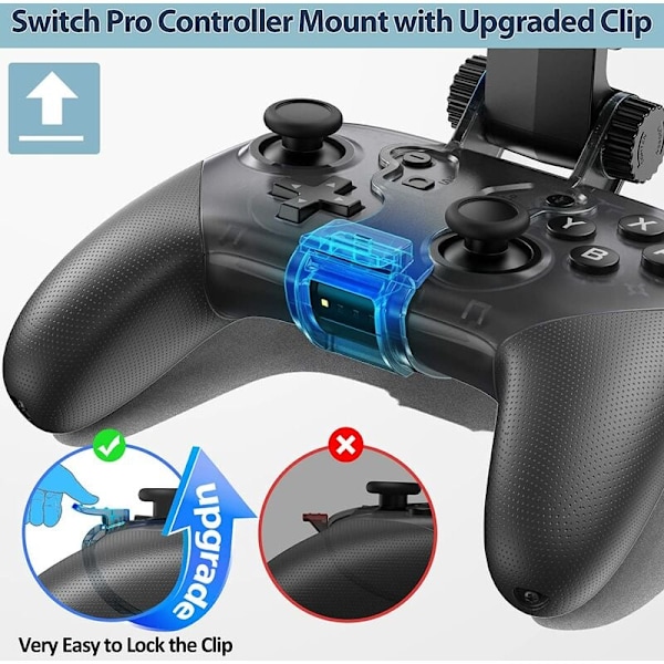 Switch Pro Controller-hållare för Switch Regular/OD/Lite, 360° fri rotationsklämma för Nintendo Switch