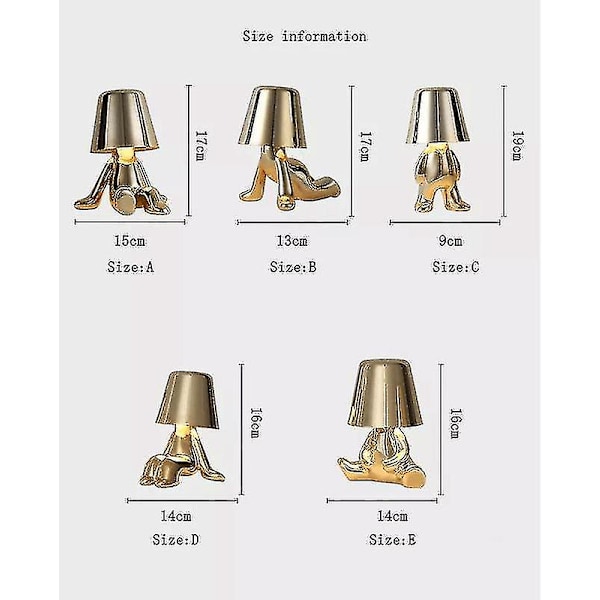 5 Styling-muligheder Thinker Lampe Kollektion Desktop-nattelys Guld - D
