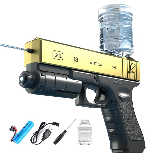 Kid Elektrisk vandpistol, en-knaps automatiske sprøjtepistoler til swimmingpool strandfestspil (guld)