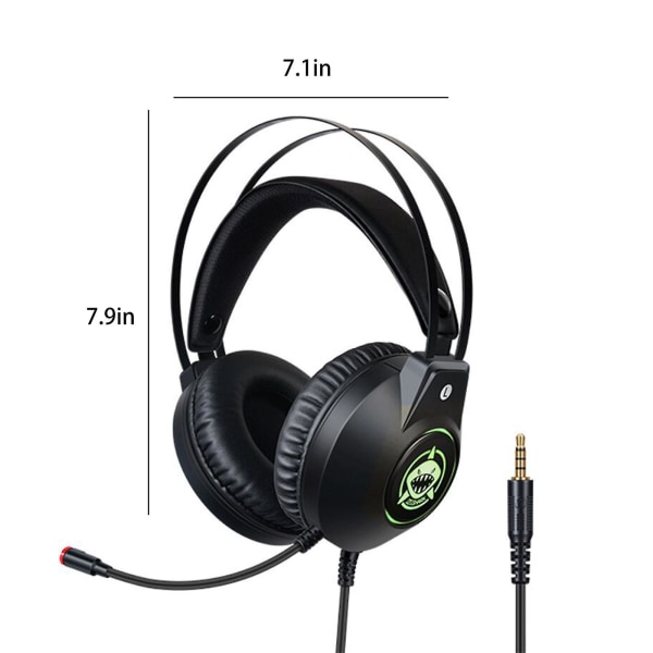 Gaming Headset 7.1 brusreducerande RGB-belysning med-trådbundet headset-spole, 3,5 mm-gränssnitt（svart）