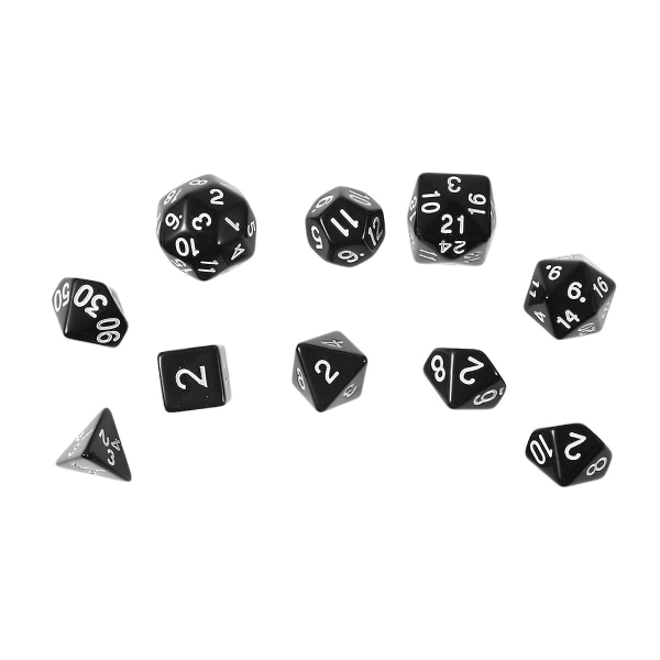1 set/10 st akryl polyhedral tärning kreativ nummer tärning flersidig underhållning tärning hem bar brädspel (svart) (2,5x2,5x2,5 cm, svart)