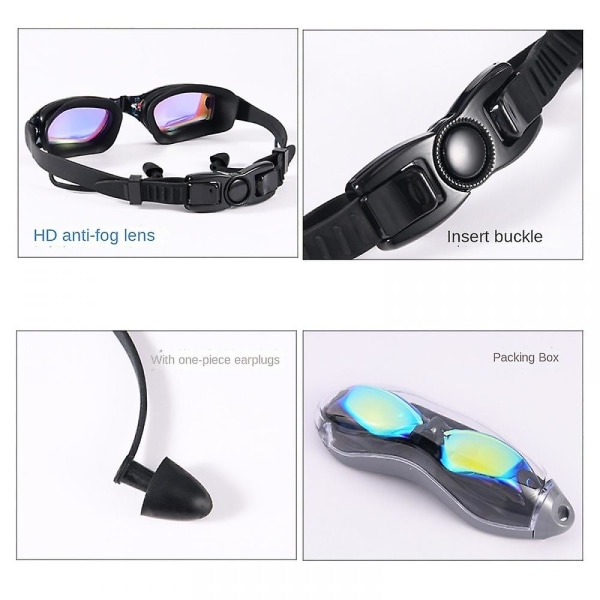 400myopic simglasögon anti-fog anti-uv silikon sim/simglasögon, simglasögon anti-fog ingen läckage för vuxna kvinnor män ungdomar(svart c)