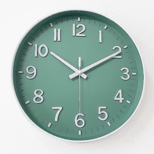 Vægur 30 cm Lydløst, ikke tikkende ur til stue soveværelse Køkken Kontorvægur Moderne Simpel Mute Dekoration（lysegrøn）