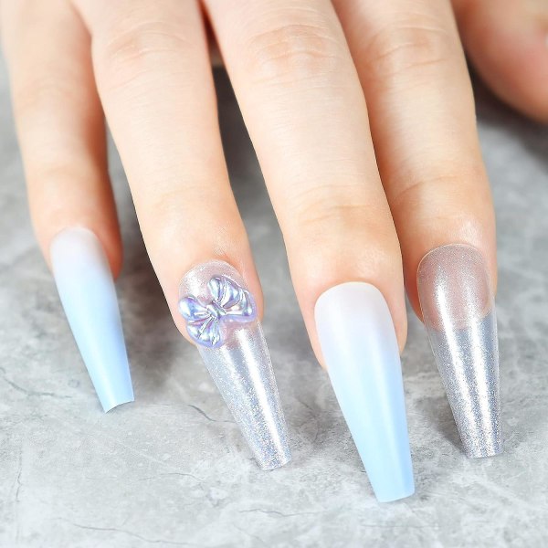 Extra Nails Matt Ombre Rhinestone falska naglar med 3d klar bling  rosettdesign 30st glitter akryl ballerina falska nageltips för kvinnor och  flickor (blått) 6b54 | Fyndiq