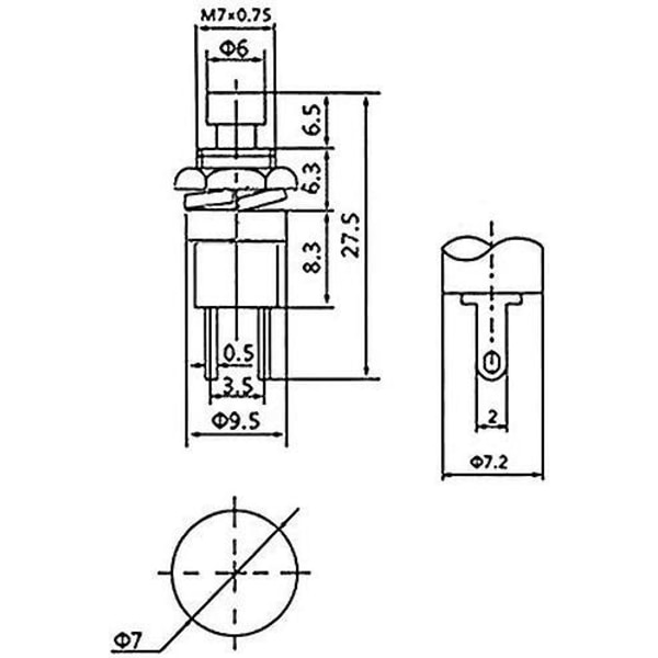 Momentary trykknapkontakt, mini trykknapkontakt med forloddede 20awg ledninger, spst 2pin tænd/sluk trykknapkontakt til bil, pc, bordlampe (10stk