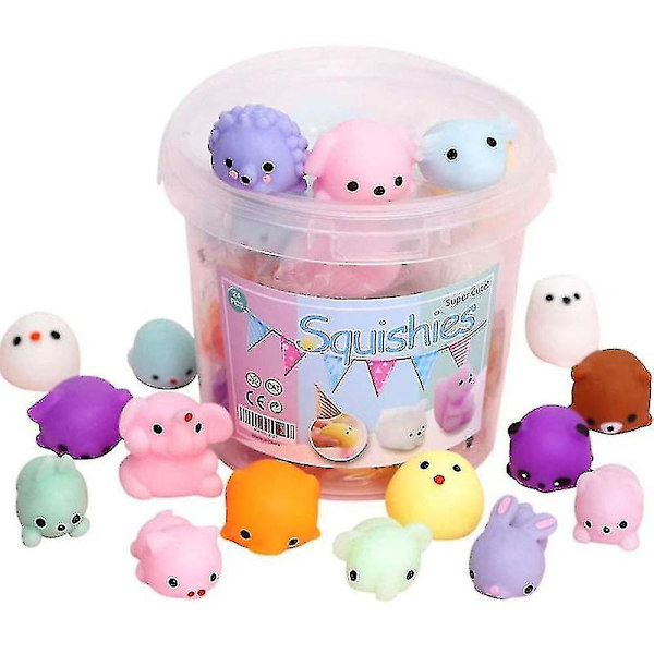 24 stk. Squishy legetøj søde dyr Antistress bold Mochi legetøj Stressaflastningslegetøj