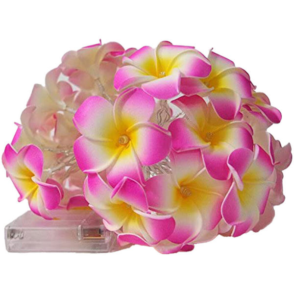 Frangipani - Konstgjorda ljusslingor, batteridrivna, för julfest, familjebröllop, strandrosa40lampor