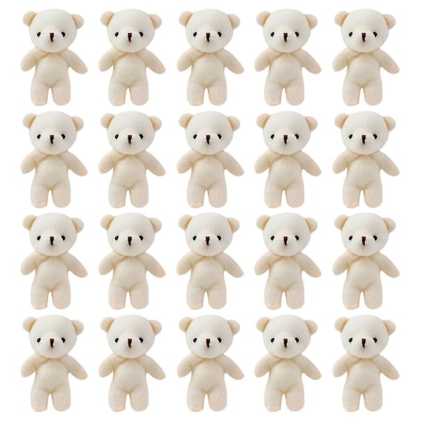 20-pack björnleksaker plysch mjuk björn DIY mini björndekoration (11.00X8.00X2.00CM, beige)