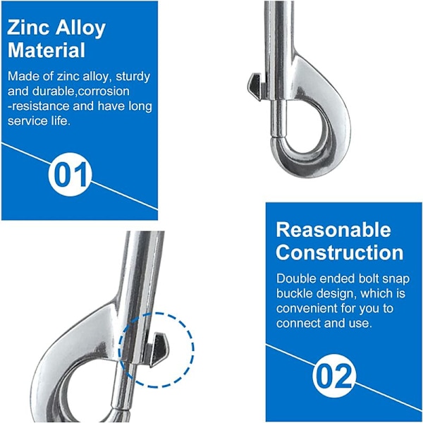 Stud Snap Karabiner, 10 Snap Chain Metallklämmor Zink Alloy, Nickelpläterade Klämmor