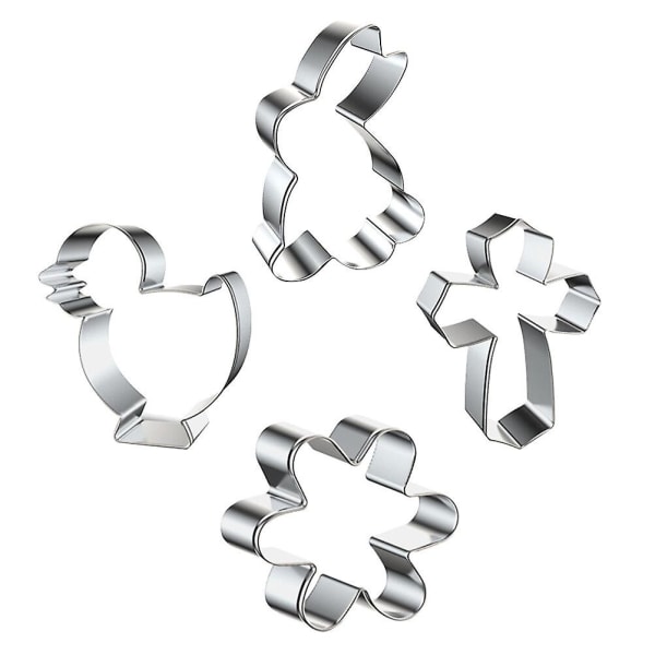 1 set påsktema kakformar i rostfritt stål kakformar kakformar (8,5X5,5X2,5CM, silver)