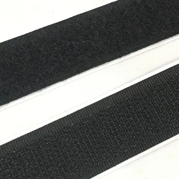 2M×20mm bred självhäftande kardborreband fästtejp solid svart
