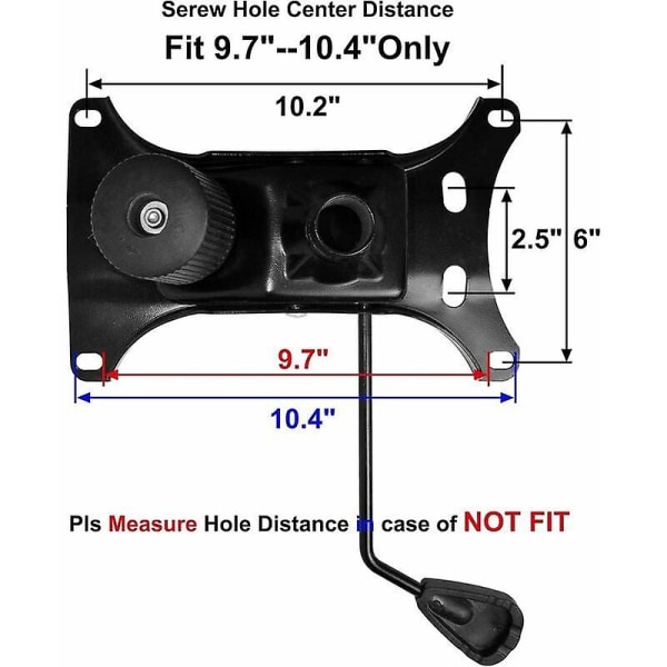 Tungt 300 lb kontorstol vippemekanisme erstatning, vippekontrollmekanisme med 6 x 10,5 monteringshull.