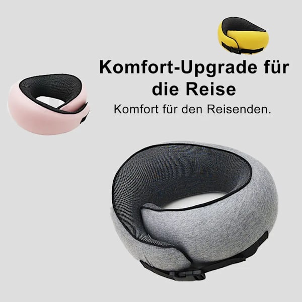 Resepåse, nackkudde, hakskyddskudde, justerbar surroundkudde för sömn, 3D-ögonmask, ljusgul ljusgrå