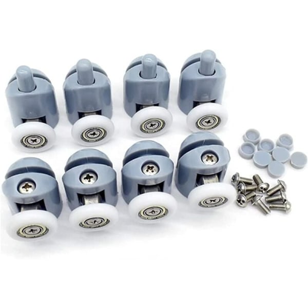 Set med 8 duschdörrrullar - Reservdelar till duschdörrar - 4 övre rullar + 4 nedre rullar - 23 mm