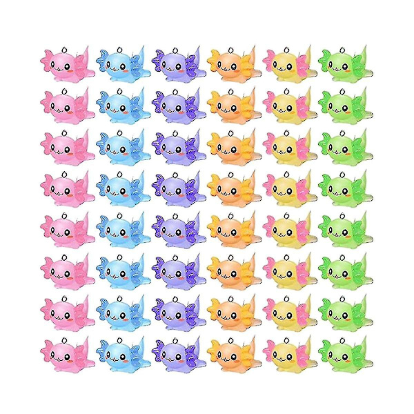 48 st Axolotl Resin Charms för smyckestillverkning Små Resin Djur Resin Figurer Minia（Flerfärgad）
