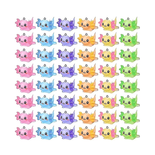 48 st Djurberlocker Axolotl Hartsberlocker för smyckenstillverkning av små hartsdjur Hartsfigurer Minia（Multicolor）