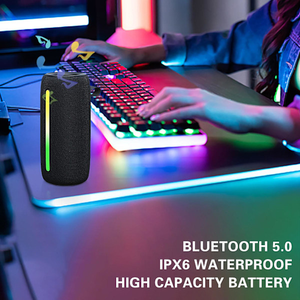 Utomhus Bluetooth-högtalare Nivå 6 25W Högtalare Trådlös Hemma Skrivbord Ljud Utomhus Bärbar Subwoofer（Svart）