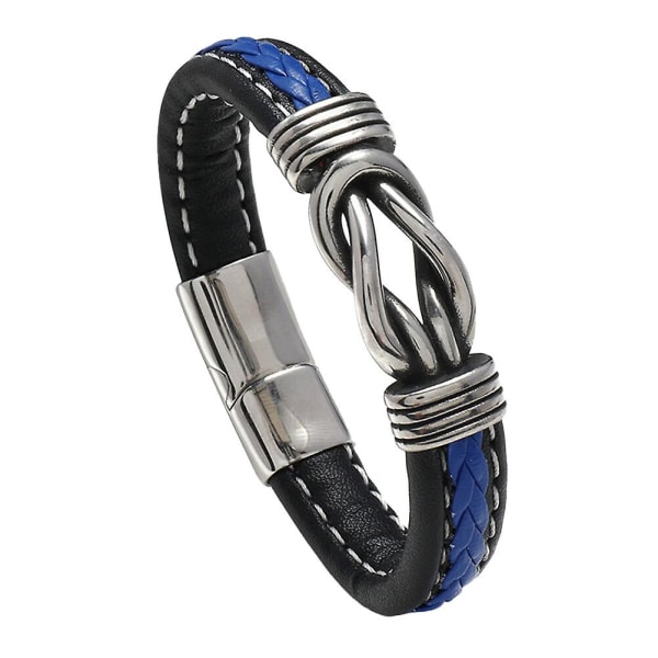 Herrearmbånd magnetisk armbånd PU-læderarmbånd moderigtigt mænds håndledsdekoration (22.5X1.2X0.7CM, sort)