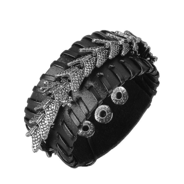 Alloy Dragon Leather Bracelet Men