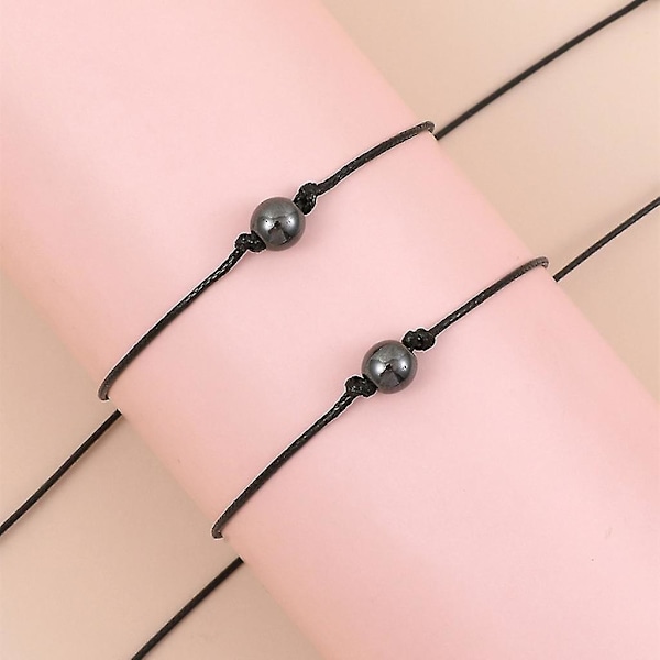 2 st Magnet Armband Par Magnetisk Justerbar Rep Matchande Armband - Jxlgv（Svart och Vit）