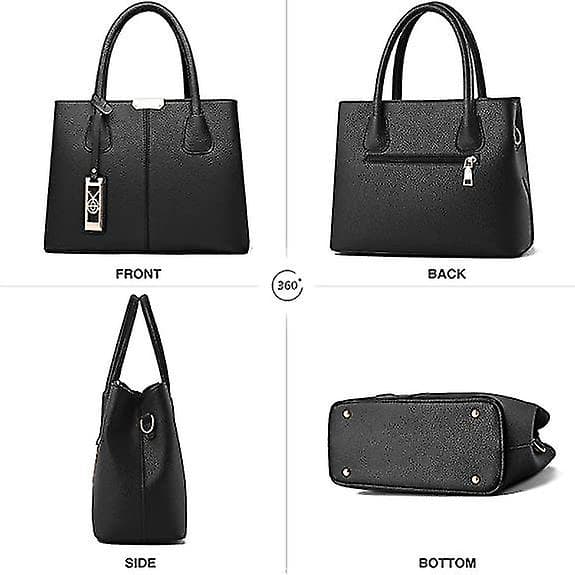 Läder Crossbody-väskor och handväskor för kvinnor (svart)