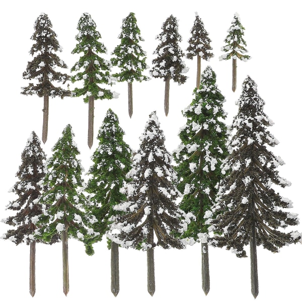 12 model træ miniature træer mini simuleret fyrretræ mikro landskabsdekoration (15X6 cm, som vist på billedet)