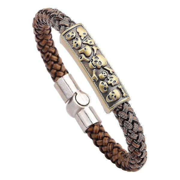 Retro Flettet Læderarmbånd Med Skelet Tilbehør